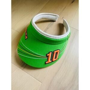 Vintage y2K Danica Patrick Nascar Sun Visor Chase Authentics Neon Green Orange